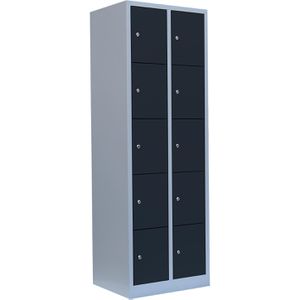 ClassiX Schließfachschrank X-520528, anthrazit, 10 Fächer, Stahl, 59 x 180cm, mit Zylinderschloss