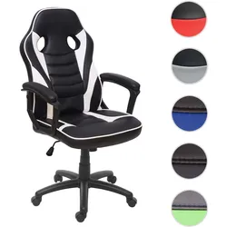 Bürostuhl HWC-F59, Schreibtischstuhl Drehstuhl Racing-Chair Gaming-Chair, Kunstleder ~ schwarz/weiß