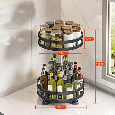 Perfect Picks Market Rotating Storage Organizer Lazy Susan Kitchen Countertop Organizer For Spices Cosmetics two Layers