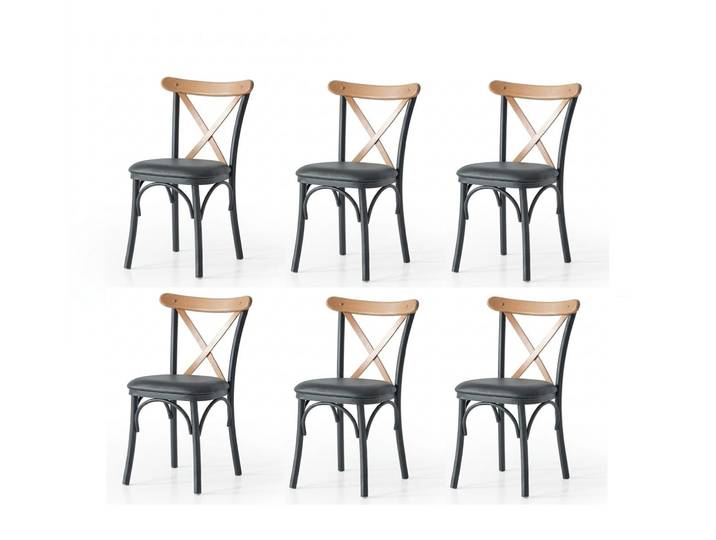 JVmoebel Esszimmerstuhl Stuhl-Set 6x Stuhl Schwarz Bequem Modern Stilvoll Weich Klassisch, Made in Europa
