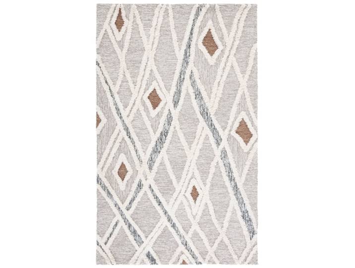 Tapis marocain en laine gris/blanc, 122 x 183 cm