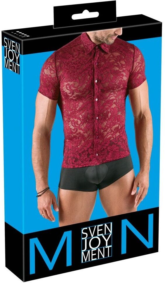 Svenjoyment Chemise transparente en dentelle rouge foncé