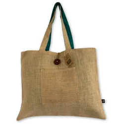 Reversible Jute & Cotton Big Bag - Teal