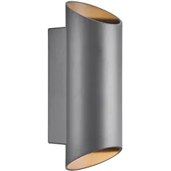 Nordlux Außenwand-Strahler NICO ROUND 22, zylindrisch, IP54, Up/Down, 2x GU10, Aluminium / Glas, anthrazit NORD-2218231050