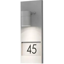 Konstsmide Außen-Wandleuchte MODENA, mit Hausnummern, GU10 max. 35W, Grau, Aluminium / Klarglas KON-7655-300