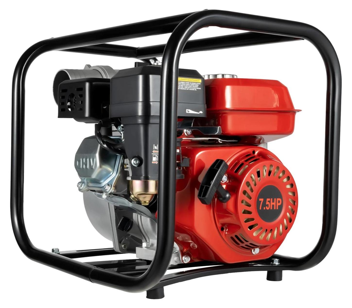 Benzin-Bewässerungspumpe - 4-Takt Wasserpumpe 1500 W 7,5 PS - Einzylinder luftgekühlt - 3,6 l Tank - Garten- und Agrarpumpe - Rot