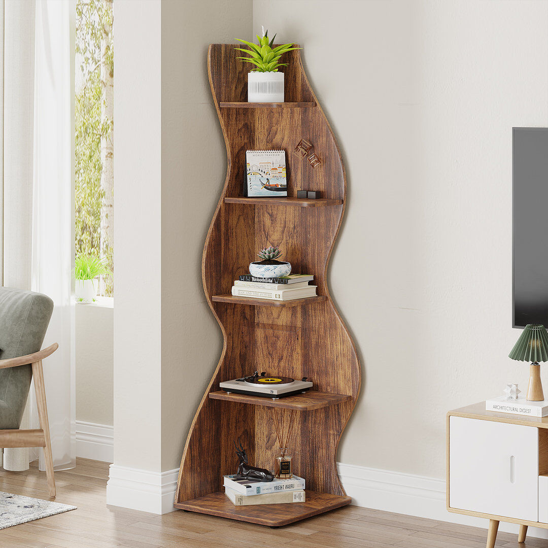 Blue Elephant 179 cm H x 48 cm W Corner Bookcase Brown 179cm H X 48cm W X 50cm D