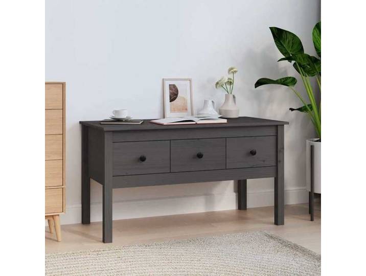 Meuble Table - HAOSHOP - Table basse Gris 102x49x55 cm Bois massif de pin&01_20300