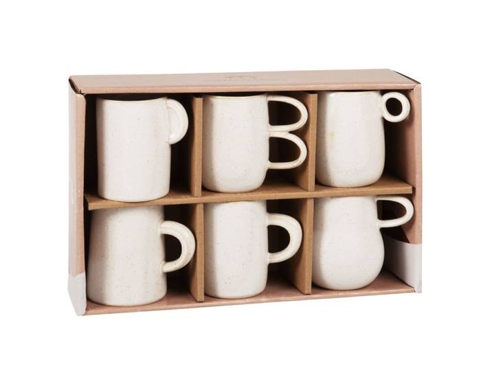 Tassen-Box aus Keramik, Set aus 6, weiße