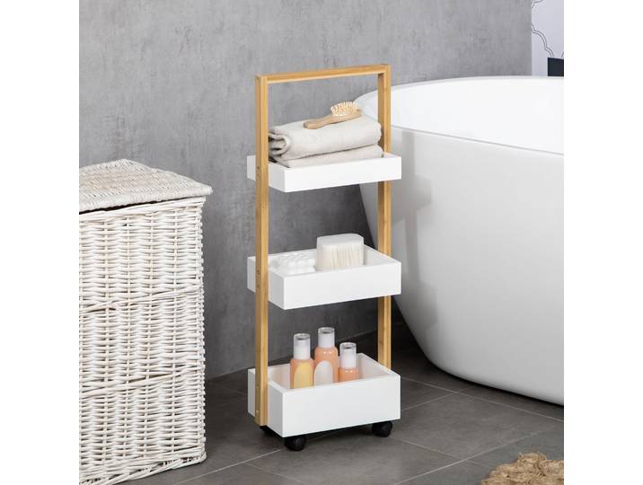 HOMCOM Chariot Rangement 3 Niveaux Blanc Cuisine/Bureau