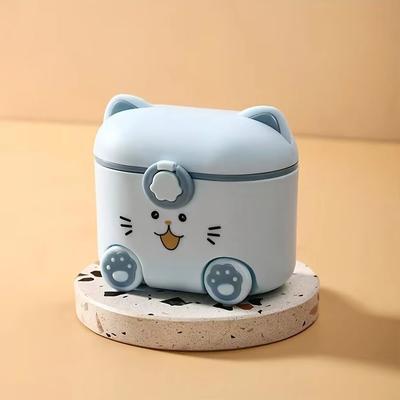 Inspired Finds Cute Cat Locking Baby Formula Container With Spoon, Portable Snack Box blue