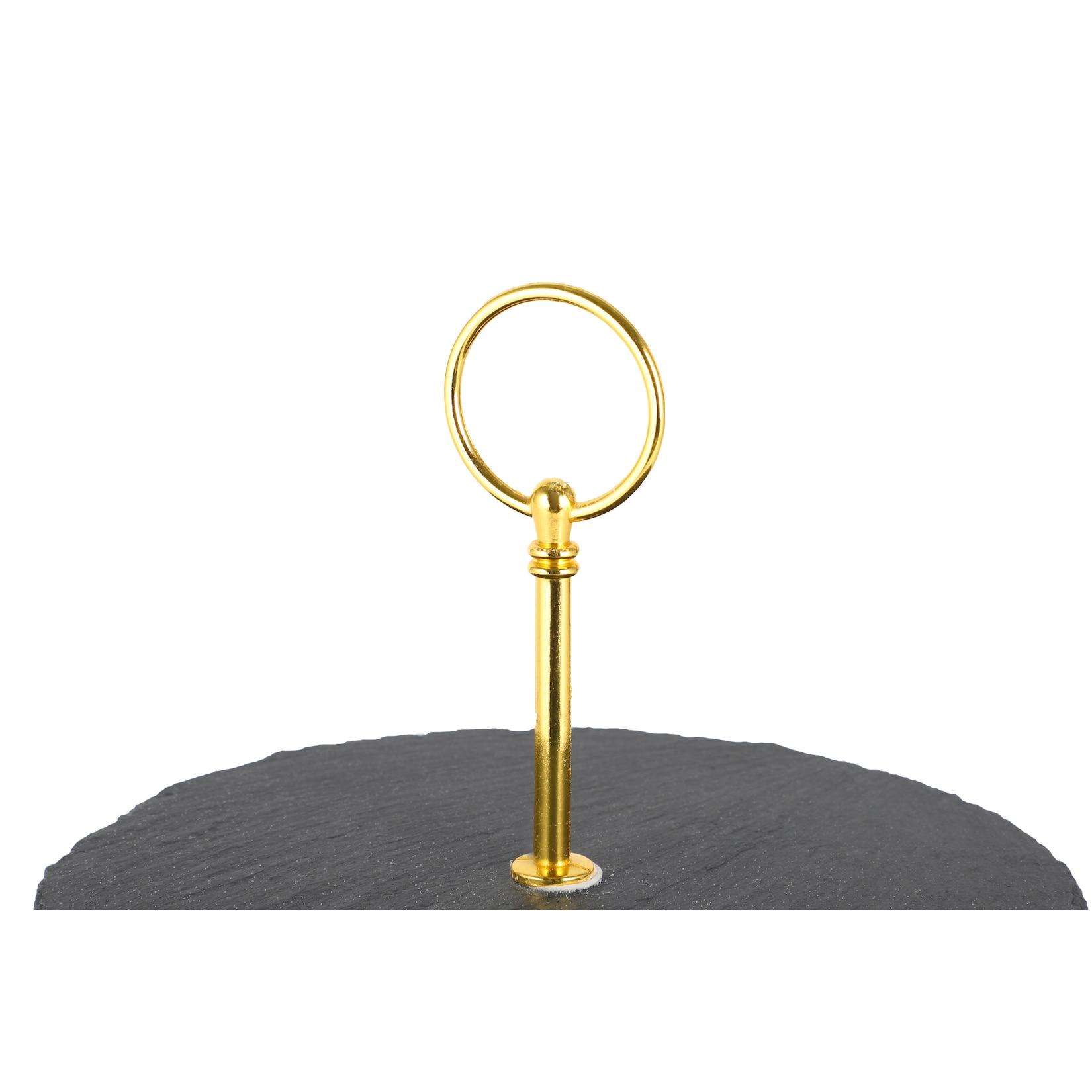 Schiefer Etagere 2-Stöckig - gold