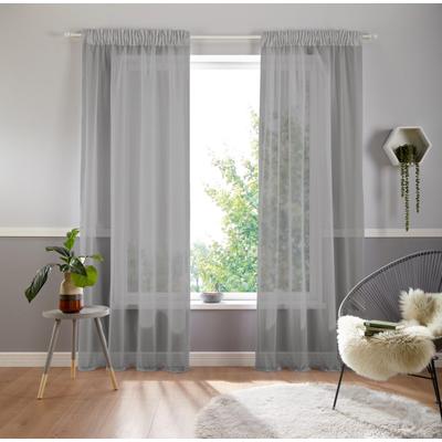 Gardine OTTO HOME "Ari, 1 Stück, Multifunktionsband, transparent" Gr. 3, grau (silberfarben), B:140cm H:225cm, Voile, Polyester, Gardinen, Gardine, Bestseller mit 4,5-Sterne-Bewertung