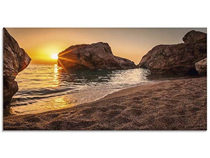 ARTland Wanddeko Glasbilder Wandbild Glas Bild einteilig 100x50 cm Querformat Strand Meer Südsee Thailand Sonne Urlaub Sommer Natur Landschaft Felsen S7LF