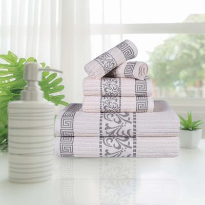 Superior Athens Cotton Floral Border Greek Key 6-Piece Towel Set
