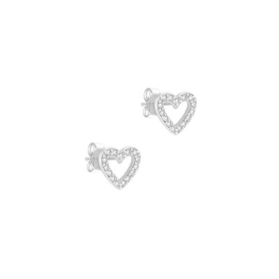 Paar Ohrstecker S.OLIVER "Open Heart, Herz", silber (silberfarben, kristallweiß, kristallweiß), Ohrringe, Damen, Silber 925 (Sterlingsilber), mit Zirkonia (synth.)