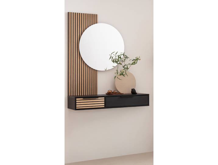 Table console murale Loft 104 x 16 x 32cm Noir/Noir