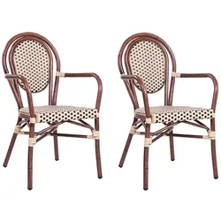 pemora 2-er Set Bistrostuhl Outdoor-Stuhl Terrassenstuhl Balkonstuhl Armlehnstuhl BAMBU AL Bambusoptik beige/braun