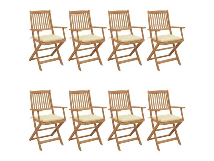 KUTYWEXFM Gartenstuhl 8er-Set mit Kissen, Klappstuhl Akazie Klappbare Sitzgruppe aus geöltem Echtholz mit dicken Auflagen, ideal für gesellige Stunden auf Terrasse und Balkon.