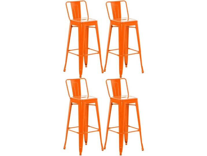 furnicato Barhocker Mason 4er Set orange (1 St), Barstuhl mit Fußablage und Rückenlehne für Gastronomie und Küche