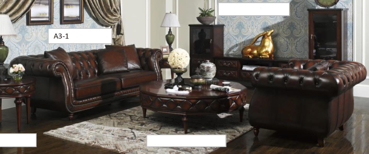 Klassieke Chesterfield 3-zits bank van 100% echt leder