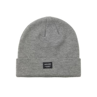 Strickmütze JACK & JONES "JACDNA BEANIE NOOS", Herren, grau (grau melange), Strick, Kunstfaser, unifarben, Mützen Strickmütze, Kunstfaser, Rippenstrick