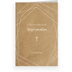 Einladungskarte Konfirmation: Geometrischer Rahmen mit Foto in Kraft Look