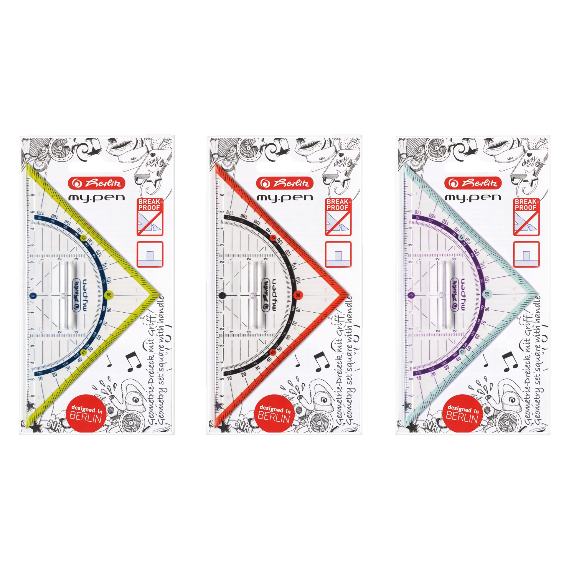 Herlitz Geometriedreieck 16 cm sort. (16 cm, Kunststoff) (11367968)