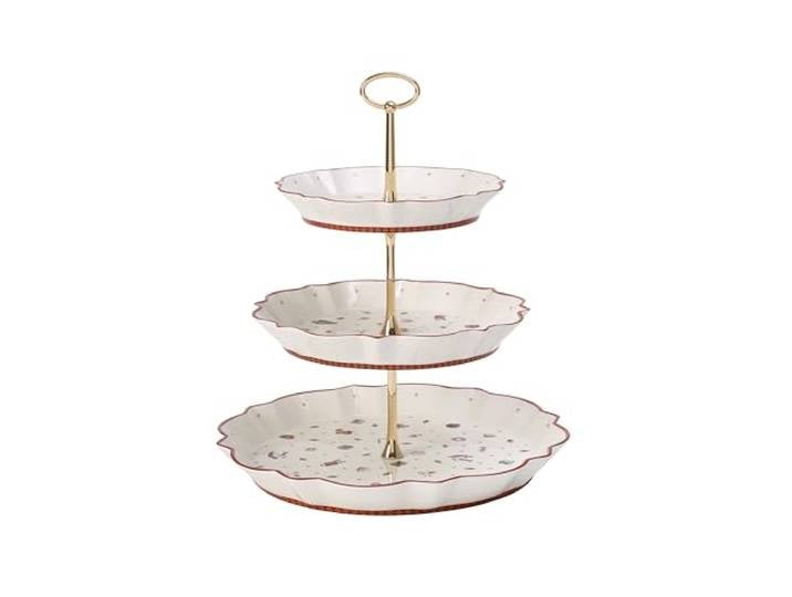 Villeroy & Boch - Toy's Delight Etagère Rouge et Blanc\, Présentoir\, Vaisselle\, Article de Noël\, Décoration Noël Table\, Porcelaine Haut de Gamme\, Métal
