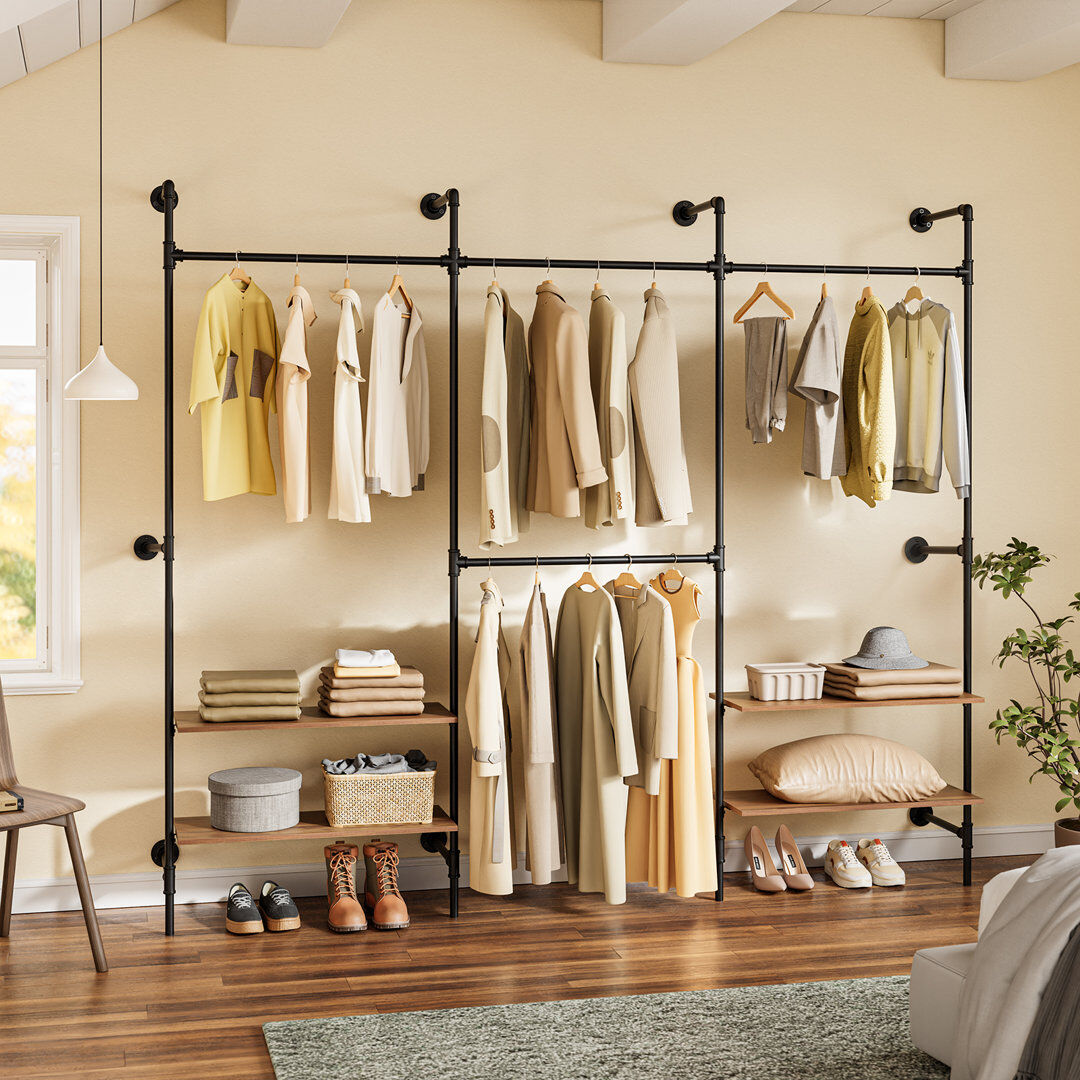 Borough Wharf 265cm W Wall Mounted Clothes Rack Black