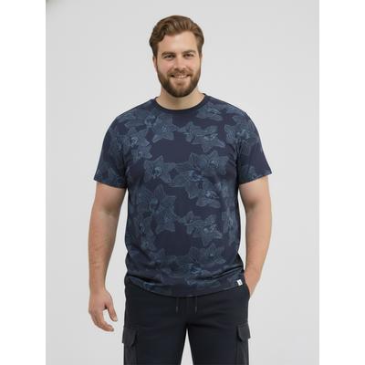 Rundhalsshirt LERROS "Floral bedrucktes T-Shirt in Jersey-Qualität, große Größen", Herren, Gr. 5XL, blau (classic navy), 100% Baumwolle, Rundhals, Shirts Rundhalsshirt