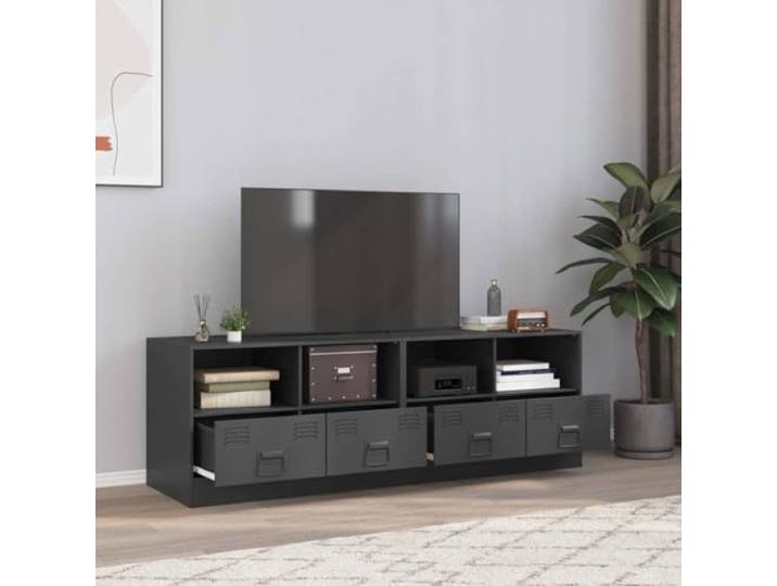 HEFZGDB TV-Schrank Set 2 Stück Anthrazit 67x39x44 cm Stahl Schrank mit Stauraum und Griffen für Wohnzimmer