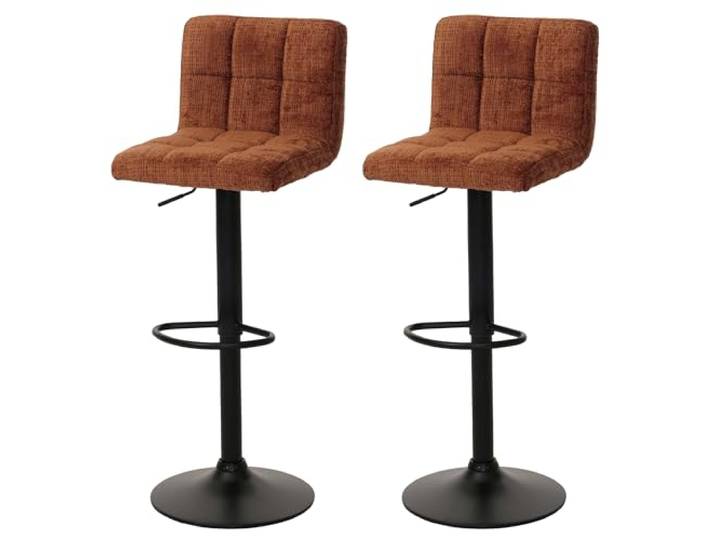 Mendler 2er-Set Barhocker HWC-G87 Stoff - Terracotta