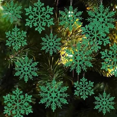 Inspire Select Paper Snowflake Christmas Hanging Ornaments Winter Tree & Ceiling Decorations For Holiday Home Decor green 12 Pcs