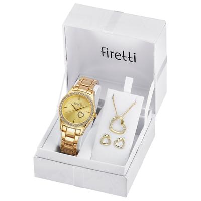 Quarzuhr FIRETTI, gold (goldfarben), Armbanduhren, Damen, Quarzuhr, Armbanduhr, Damenuhr, Glitzersteine, Geschenkset