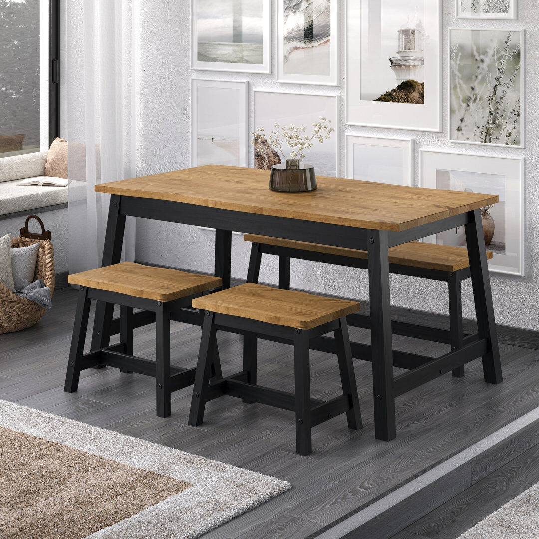 Core Products 5 -Person Pine Solid Wood Dining Set Black/Brown/Black 5