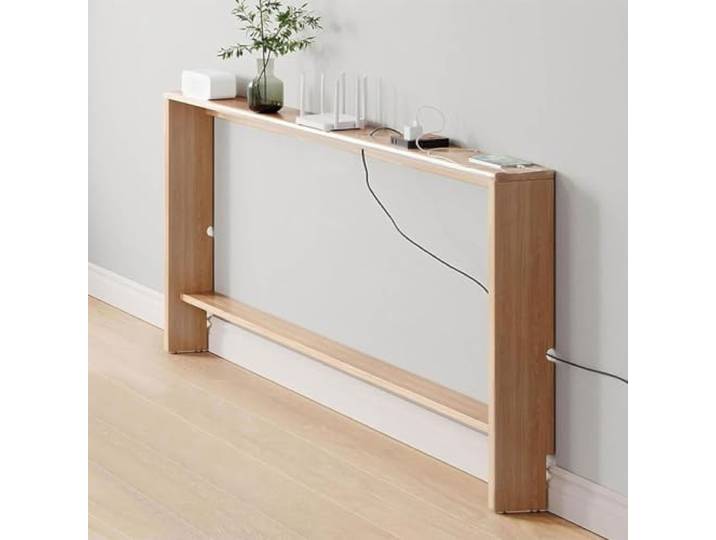Aevixel Langer Konsolentisch, Moderner Sofatisch, Langer Schlanker Tisch, Flurtisch Aus Massivholz, Ausstellungstisch, Rechteckige Couch-Tische Hinter Dem Sofa, für Eingang Holzfarbe 100x10x69cm