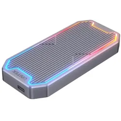 Unitek Obudowa Dysku USB-C M.2 SSD Nvme/Sata 10gbps RGB (M.2), Festplattengehäuse, Grau