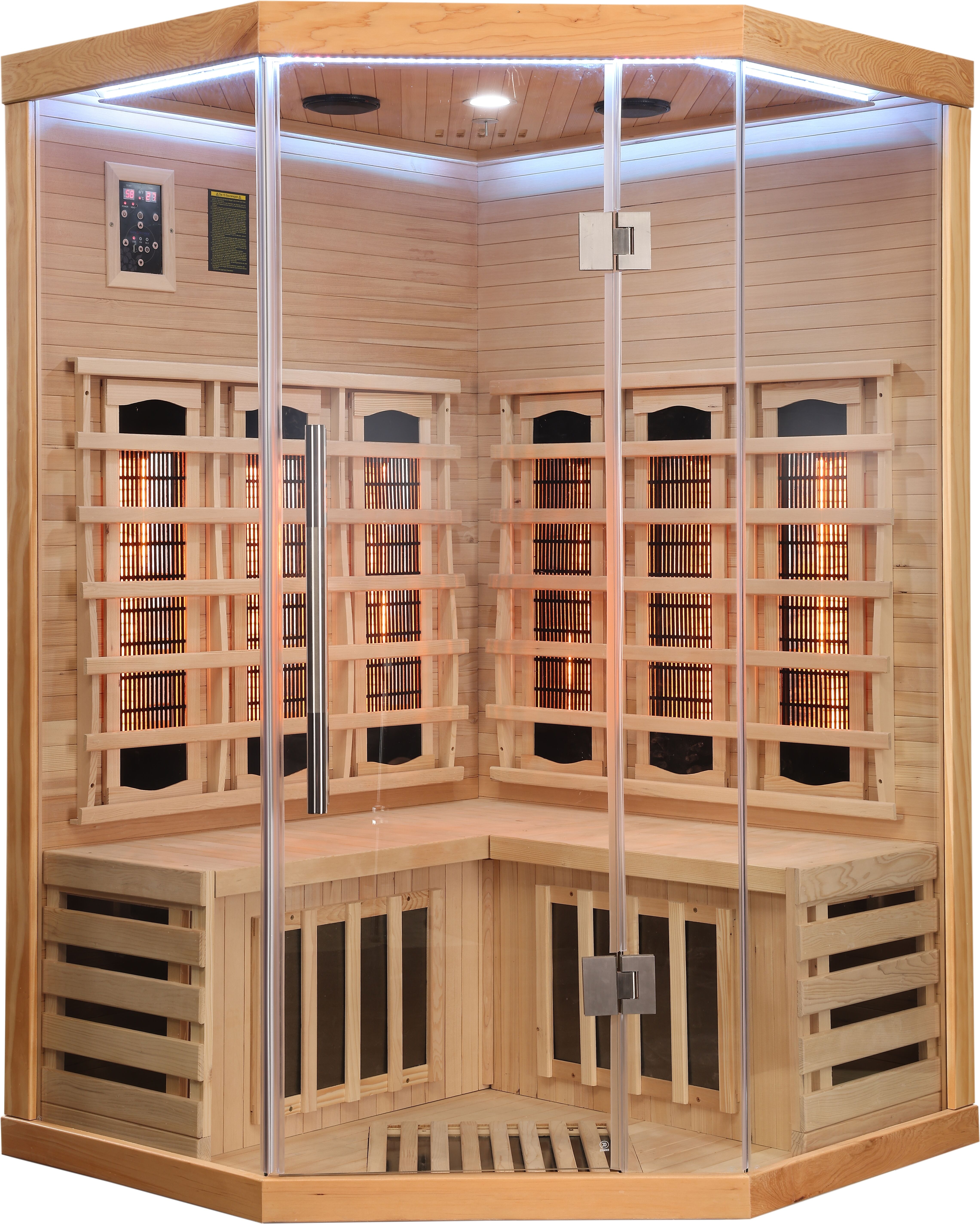 Infrarotkabine SANOTECHNIK "SUPREME", braun (holz), (ohne Ofen), Saunen, Infrarotkabine, mit 6 Vollspektrumstrahler und 3 Carbon Heizplatten