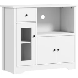 KÜCHENSCHRANK Sideboard mit Mikrowellenregal, 3 Türen, Schublade, Weiß