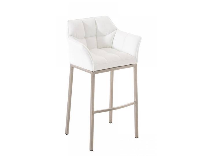 CLP Barhocker Lederlook weiß, Weiß, Metall, 64x110x48 cm, Esszimmer, Barmöbel, Barhocker