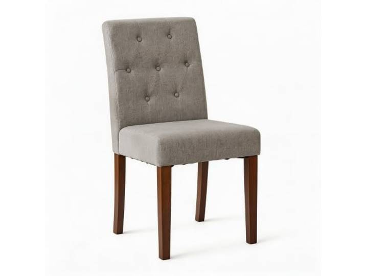 GarveeHome Esszimmerstühle 6er-Set Parsons Leinenbezug Holzbeine Grau Knopfpolsterung, Weiche Sitzfläche, Stabile Konstruktion, Pflegeleicht, Café