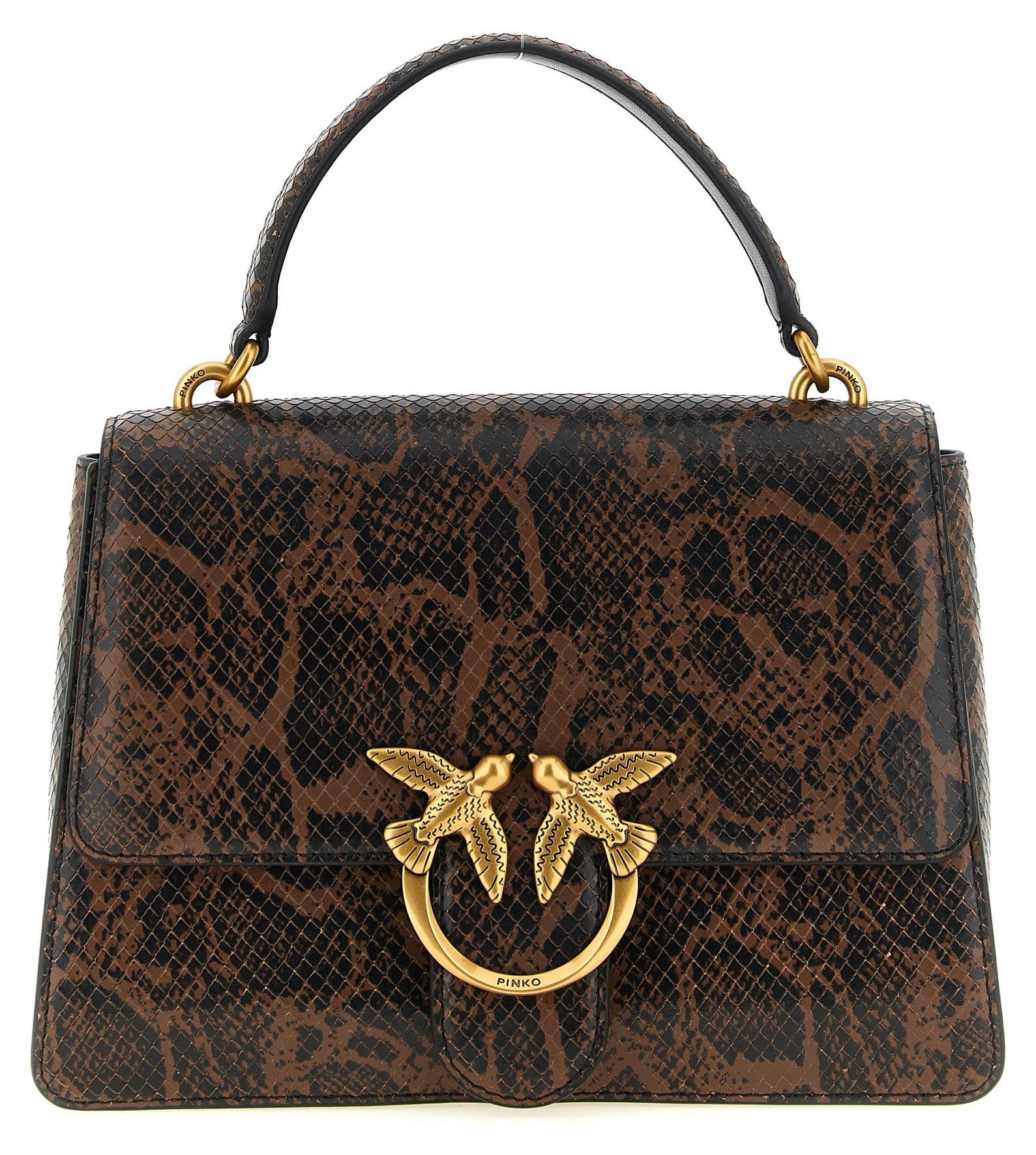 PINKO Love One Top Handle Python braun Love Birds Klappe