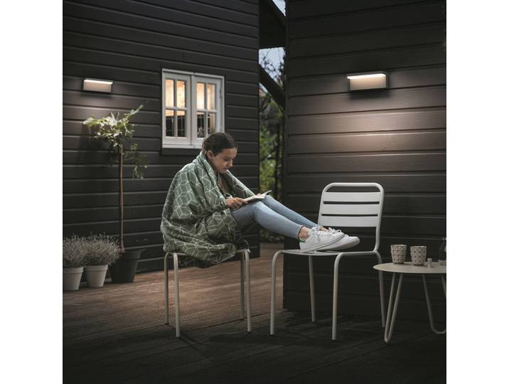Philips LED Außenwandleuchte Bustan, schwarz, Aluminium, Modern, Wandlampe