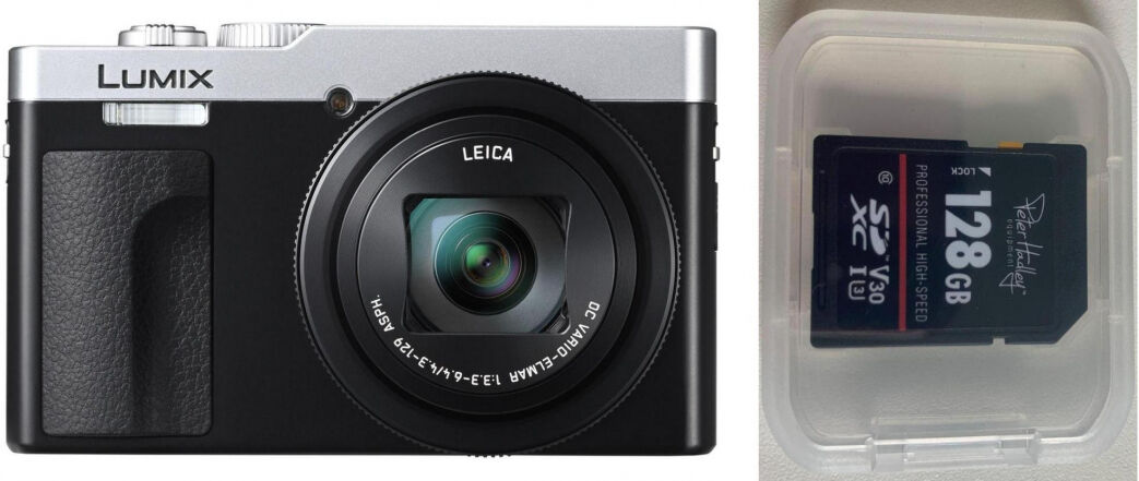 Panasonic Lumix DC-TZ99 silber/schwarz + Peter Hadley SDXC 128GB UHS-I
