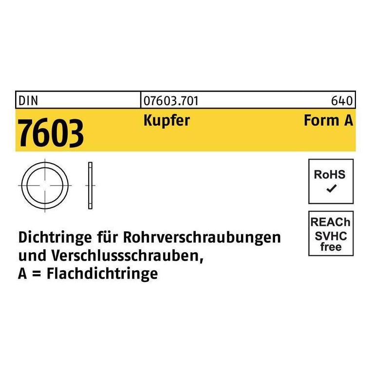 Reyher Flachdichtring DIN 7603 36 x42 x2 Kupfer (076037010360042)
