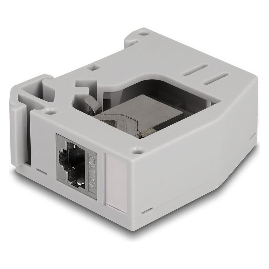 Delock Hutschienenadapter mit Keystone Modul RJ45 Buchse zu RJ45 Buchse Cat.6A (Keystone Modulhalter) (86959)