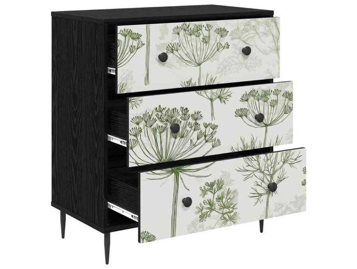 Commode 66x36 5x76 cm en bois d'ingénierie chêne noir - 3 tiroirs - Charge maximale 30 kg - Pour vêtements linge et accessoires 895