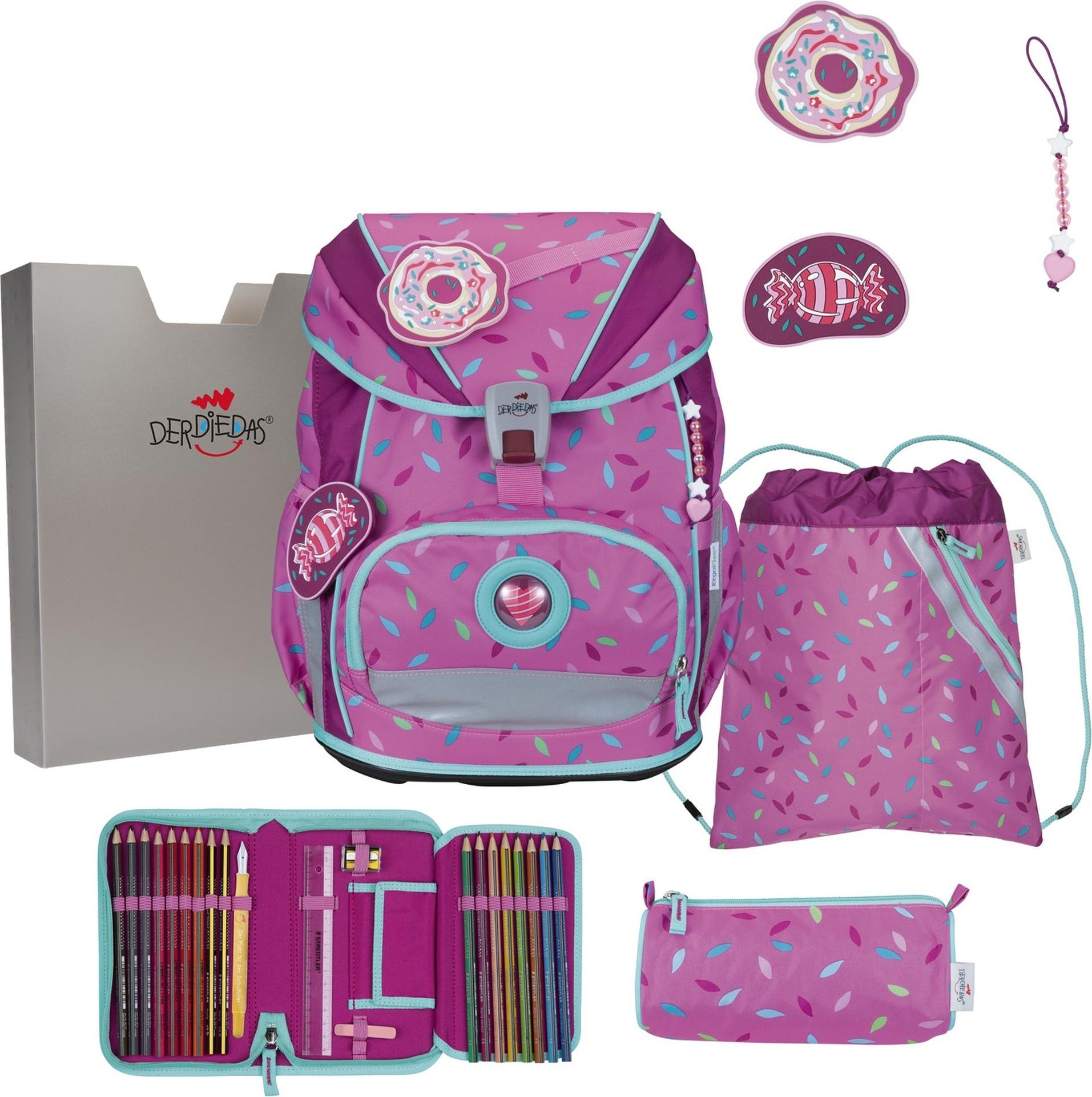 DerDieDas ErgoFlex Superlight Schulranzenset 5-teilig Sweet Sprinkles pink