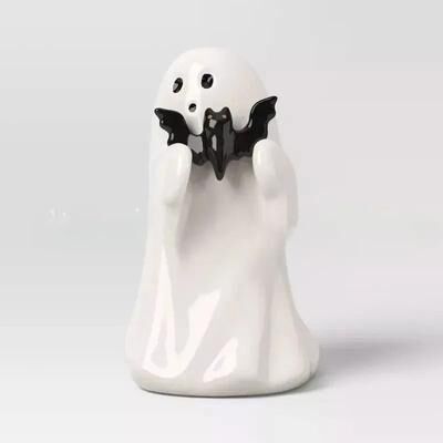 Inspire Essentials Cute Ghost Halloween Figurine With Pink Pumpkin a